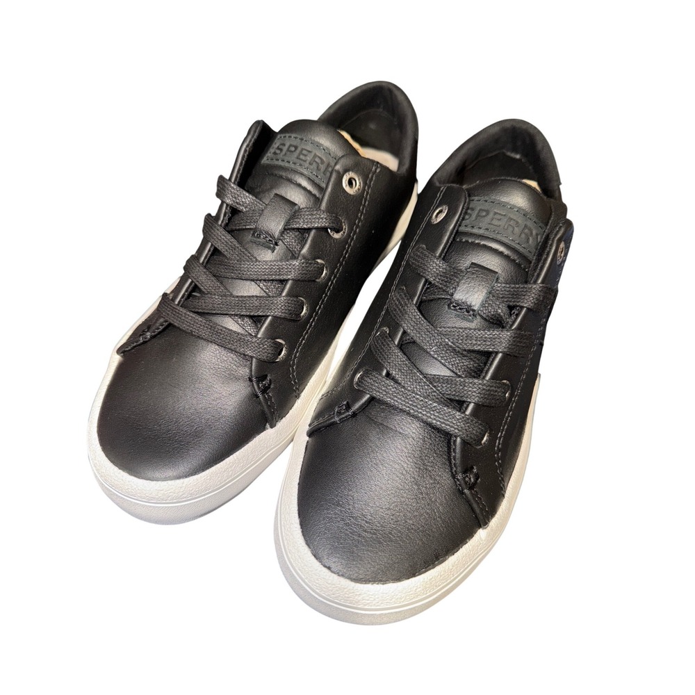 Sperry Sandy LTT‎ Leather Black Noir Sneakers STS89204 Kids Size 5M New